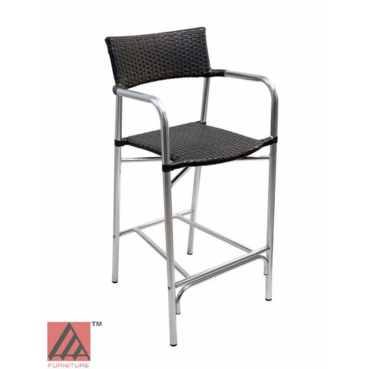 AAA Furniture 41" Aluminum Bar Stool with Dark Brown Double Woven Rattan Seat