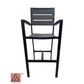 AAA Furniture 46" Black Aluminum Bar Stool with Arm & Walnut Teakwood Simulation Seat