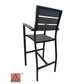 AAA Furniture 46" Black Aluminum Bar Stool with Arm & Walnut Teakwood Simulation Seat