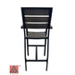 AAA Furniture 46" Black Aluminum Bar Stool with Arm & Walnut Teakwood Simulation Seat