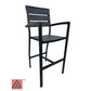 AAA Furniture 46" Black Aluminum Bar Stool with Arm & Walnut Teakwood Simulation Seat