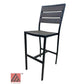 AAA Furniture 46" Black Aluminum Bar Stool with Walnut Teakwood Simulation Seat
