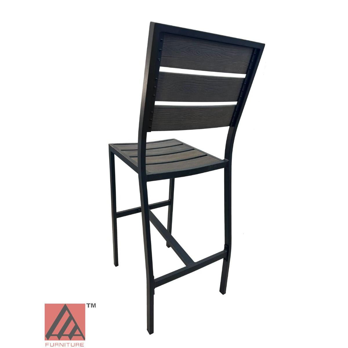 AAA Furniture 46" Black Aluminum Bar Stool with Walnut Teakwood Simulation Seat
