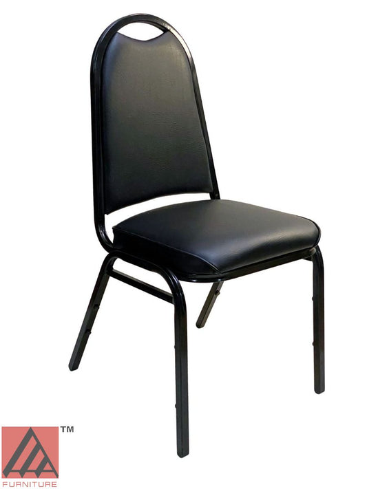 AAA Furniture Arch Back Stackable 35" Black Metal Chair with Black Vinyl Seat