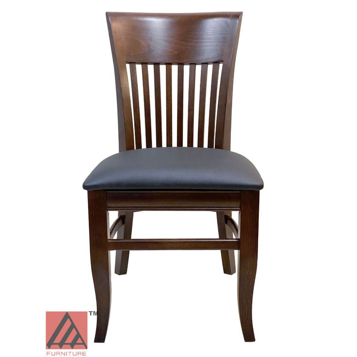 AAA Furniture Augustine 35" Walnut Wood Chair with Black Vinyl Seat