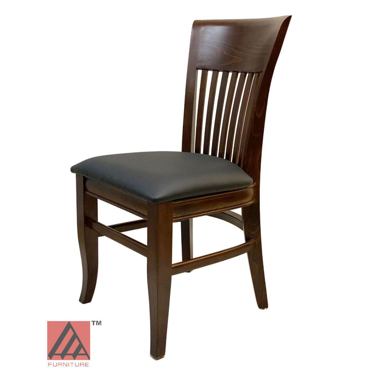 AAA Furniture Augustine 35" Walnut Wood Chair with Black Vinyl Seat