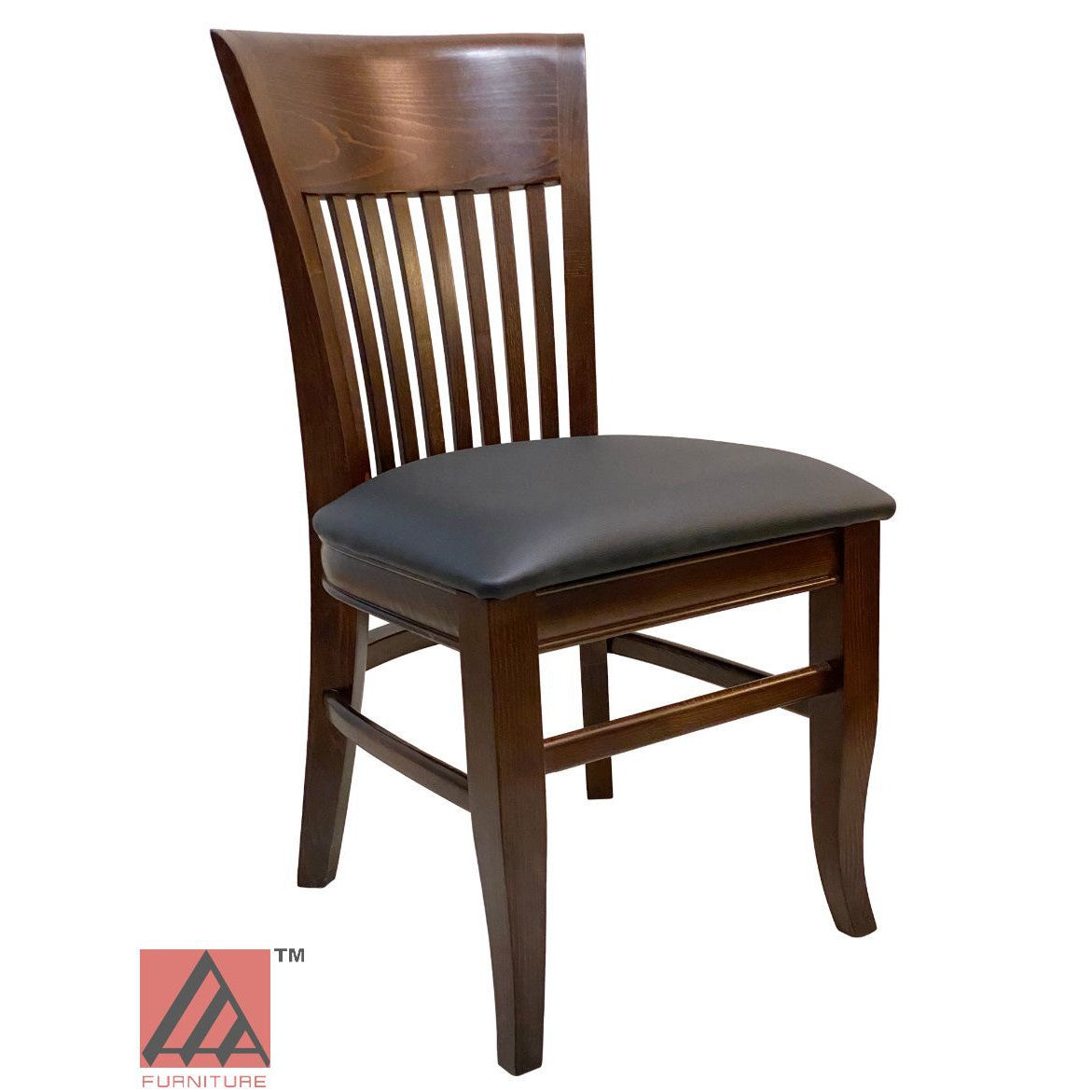 AAA Furniture Augustine 35" Walnut Wood Chair with Black Vinyl Seat