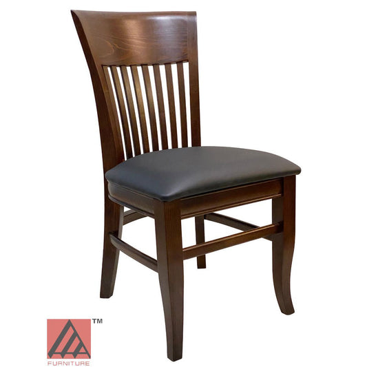 AAA Furniture Augustine 35" Walnut Wood Chair with Black Vinyl Seat