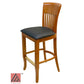 AAA Furniture Augustine 45" Oak Bar Stool with Black Vinyl Seat