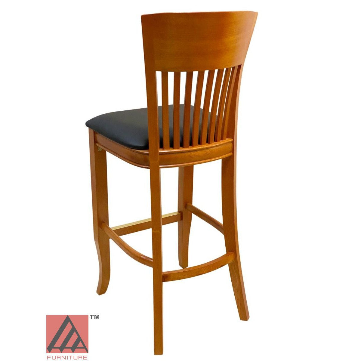 AAA Furniture Augustine 45" Oak Bar Stool with Black Vinyl Seat