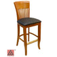 AAA Furniture Augustine 45" Oak Bar Stool with Black Vinyl Seat