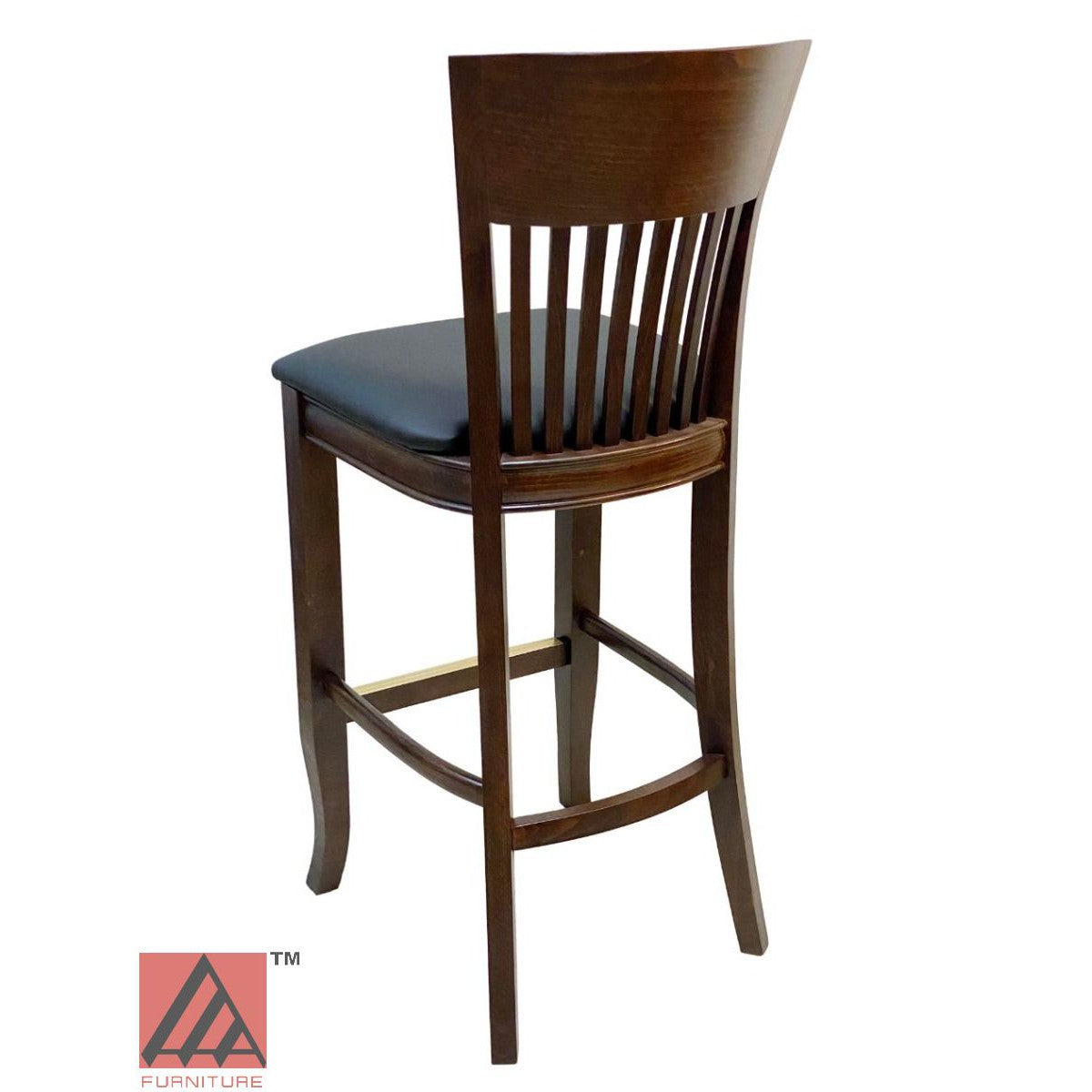 AAA Furniture Augustine 45" Walnut Bar Stool with Black Vinyl Seat