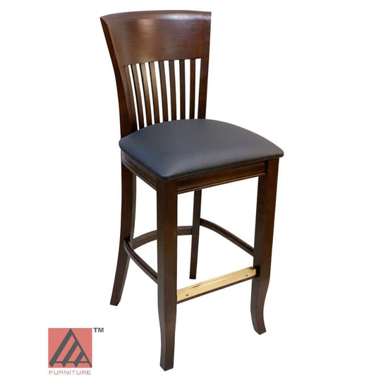 AAA Furniture Augustine 45" Walnut Bar Stool with Black Vinyl Seat