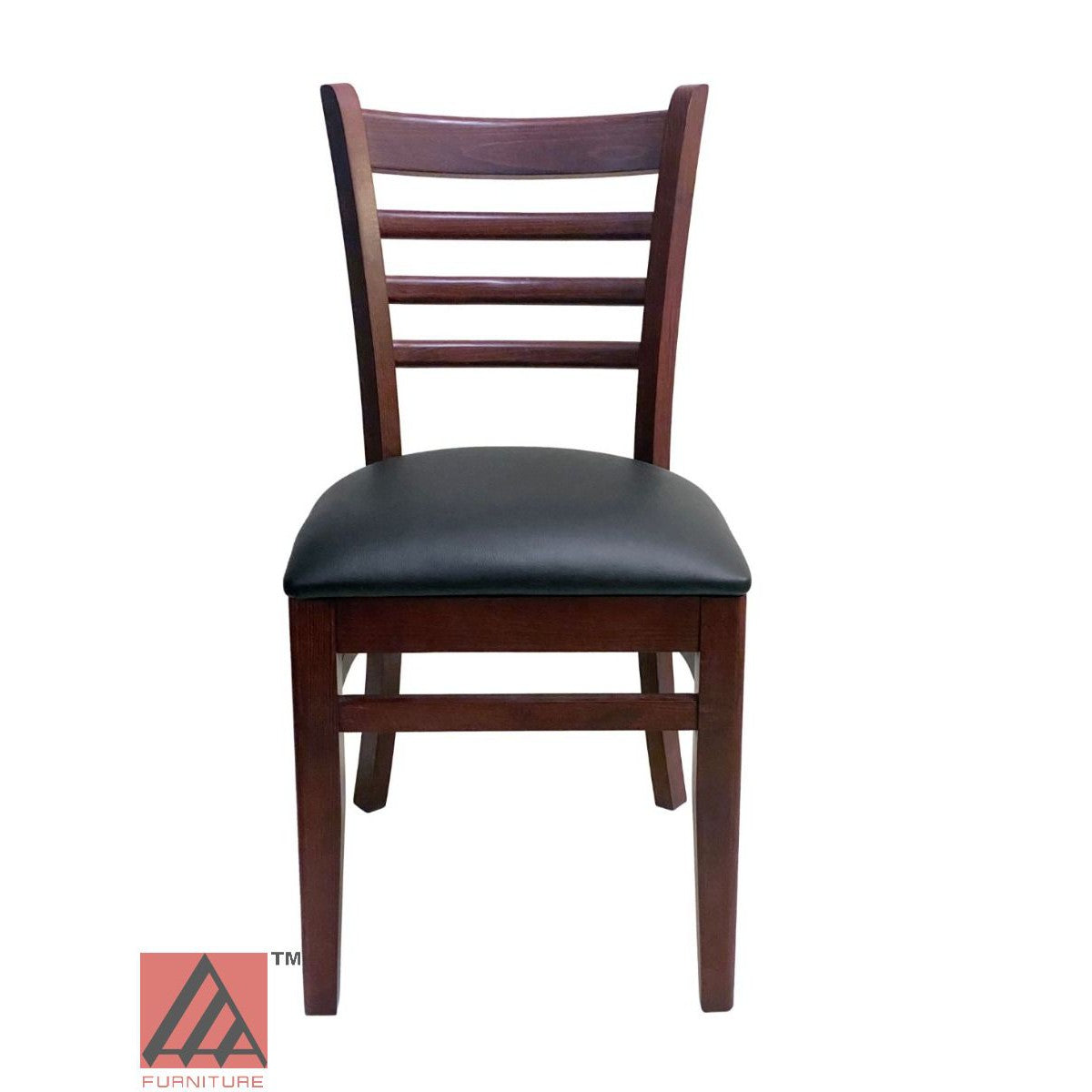 AAA Furniture Beech Ladder 33" Mahogany Wood Chair with Black Vinyl Seat