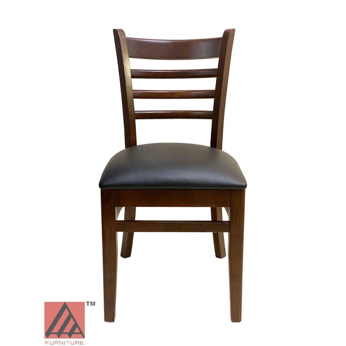AAA Furniture Beech Ladder 33" Walnut Wood Chair with Black Vinyl Seat