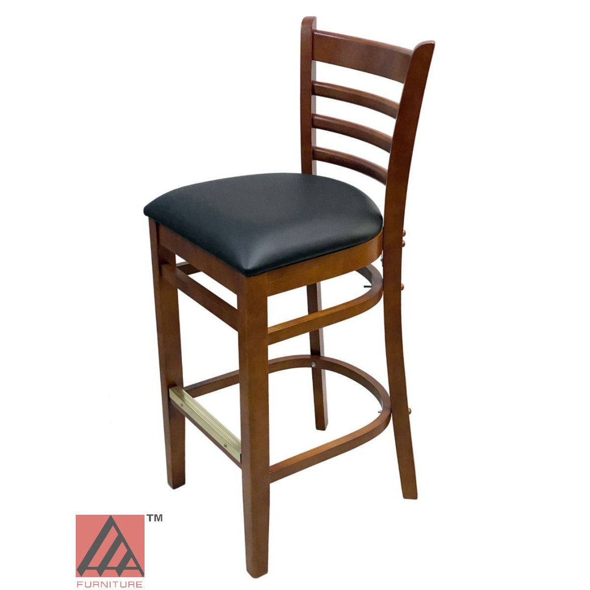 AAA Furniture Beech Ladder 43" Cherry Bar Stool with Black Vinyl Seat