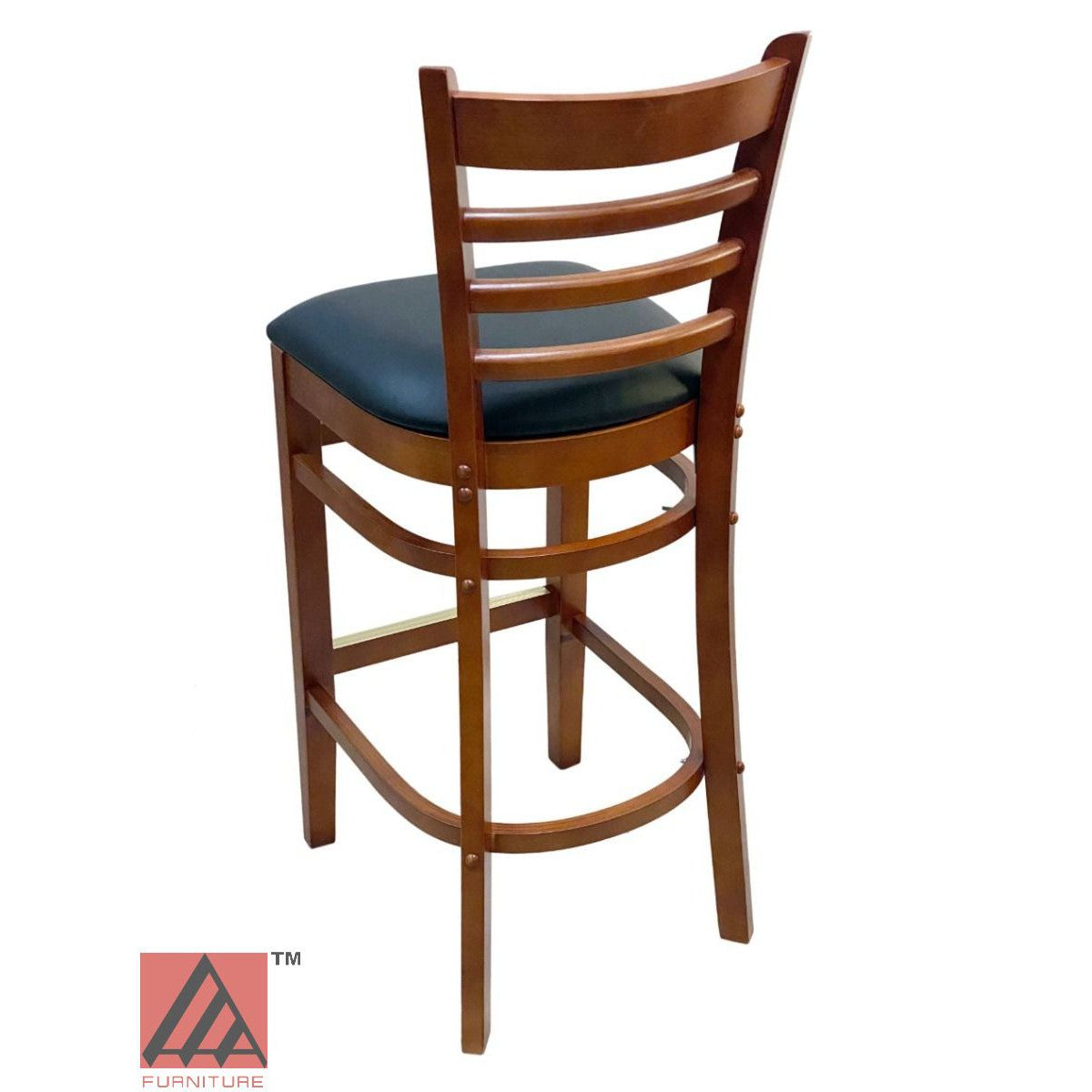 AAA Furniture Beech Ladder 43" Cherry Bar Stool with Black Vinyl Seat