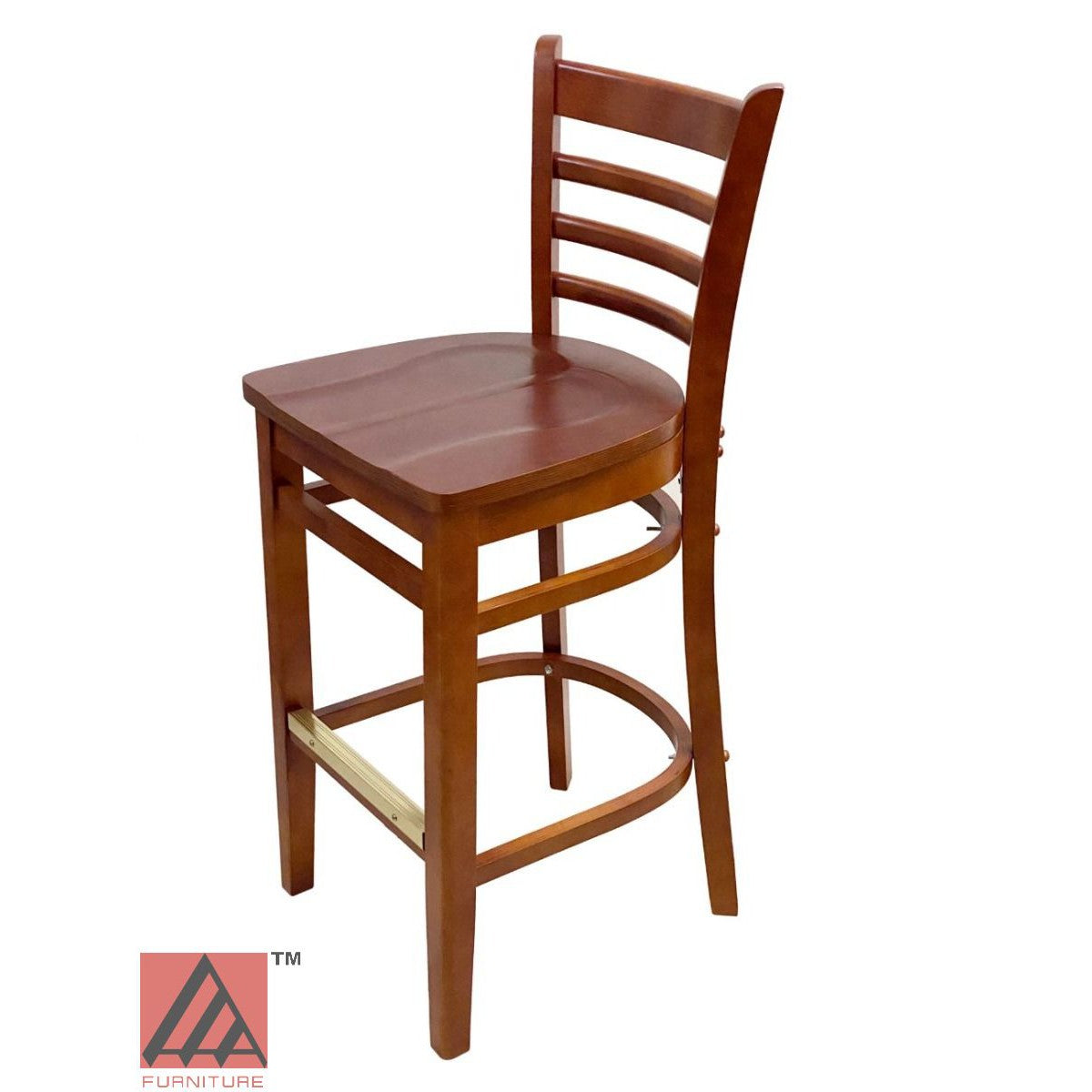 AAA Furniture Beech Ladder 43" Cherry Bar Stool with Wood Seat