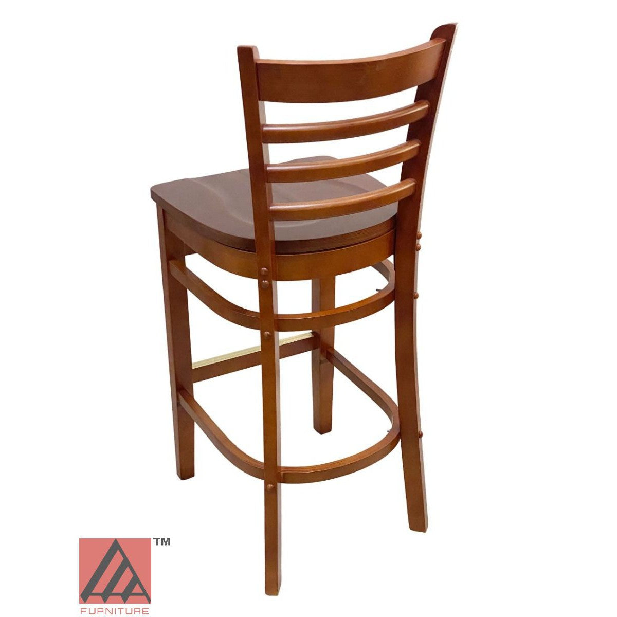 AAA Furniture Beech Ladder 43" Cherry Bar Stool with Wood Seat