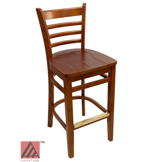 AAA Furniture Beech Ladder 43" Cherry Bar Stool with Wood Seat