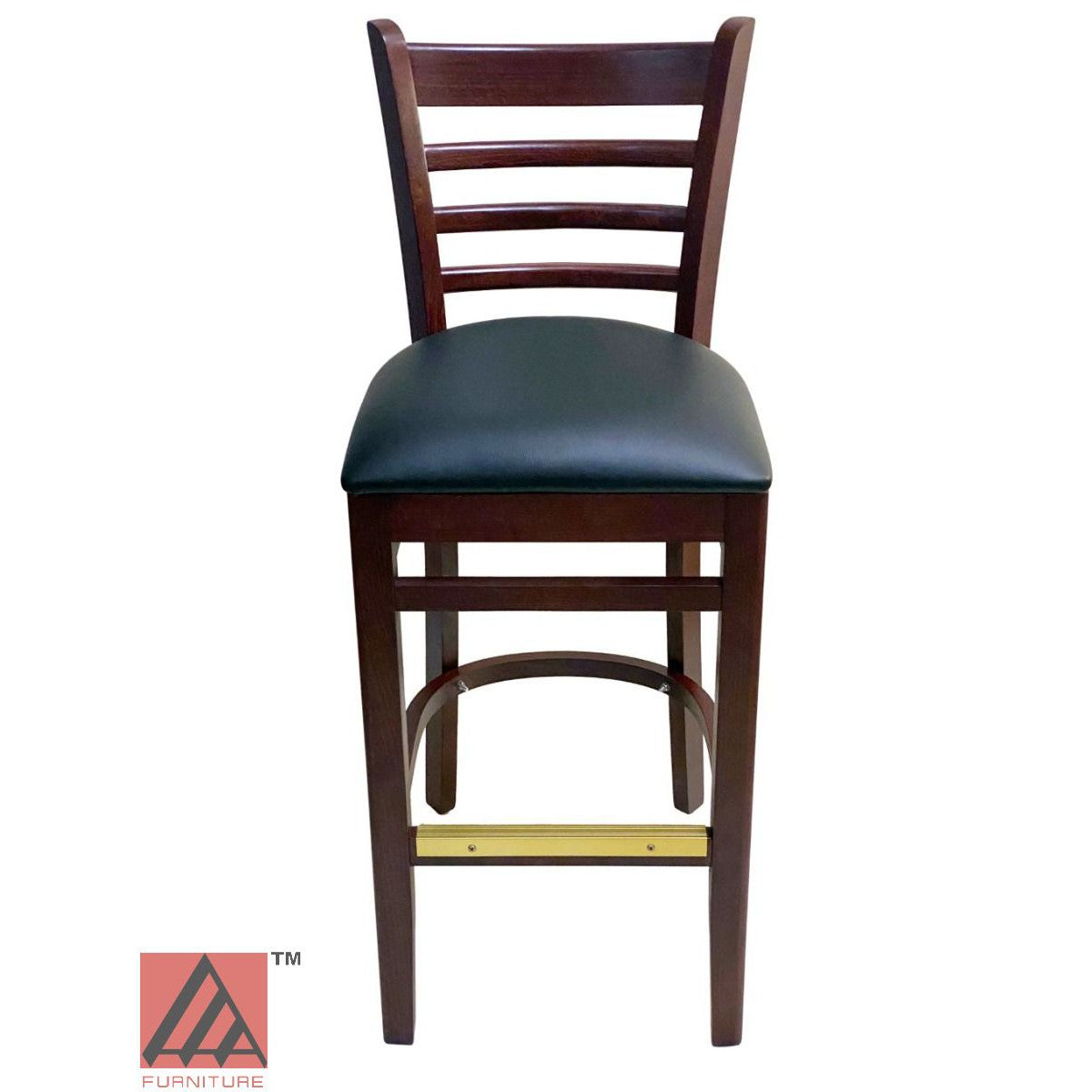 AAA Furniture Beech Ladder 43" Mahogany Bar Stool with Black Vinyl Seat