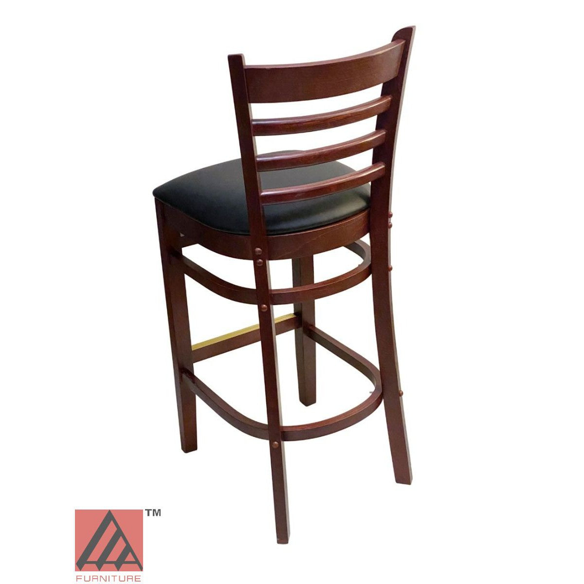 AAA Furniture Beech Ladder 43" Mahogany Bar Stool with Black Vinyl Seat