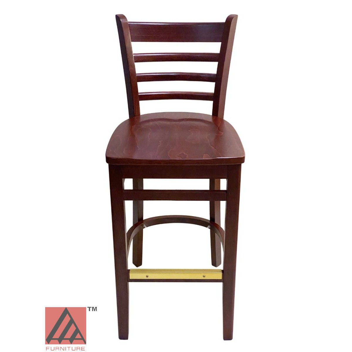 AAA Furniture Beech Ladder 43" Mahogany Bar Stool with Wood Seat