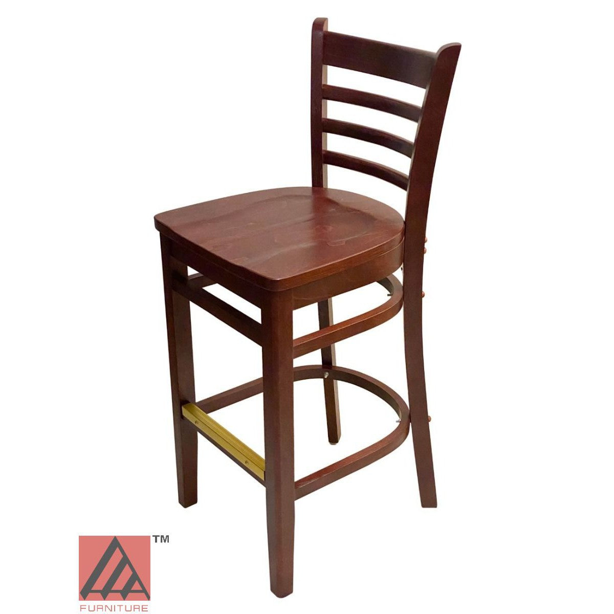 AAA Furniture Beech Ladder 43" Mahogany Bar Stool with Wood Seat