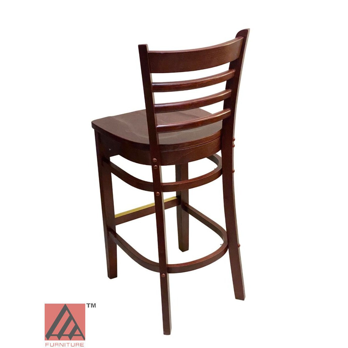 AAA Furniture Beech Ladder 43" Mahogany Bar Stool with Wood Seat