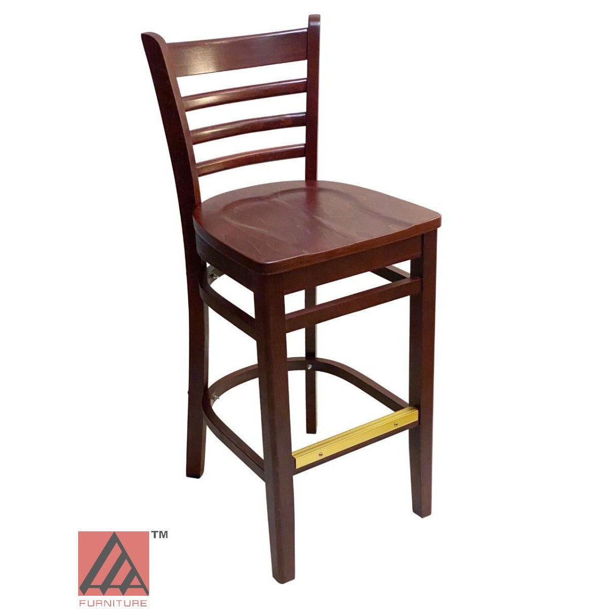 AAA Furniture Beech Ladder 43" Mahogany Bar Stool with Wood Seat