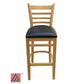 AAA Furniture Beech Ladder 43" Natural Bar Stool with Black Vinyl Seat