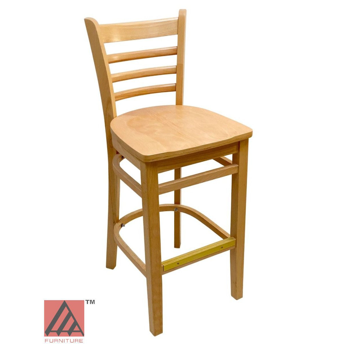 AAA Furniture Beech Ladder 43" Natural Bar Stool with Wood Seat