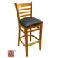 AAA Furniture Beech Ladder 43" Oak Bar Stool with Black Vinyl Seat