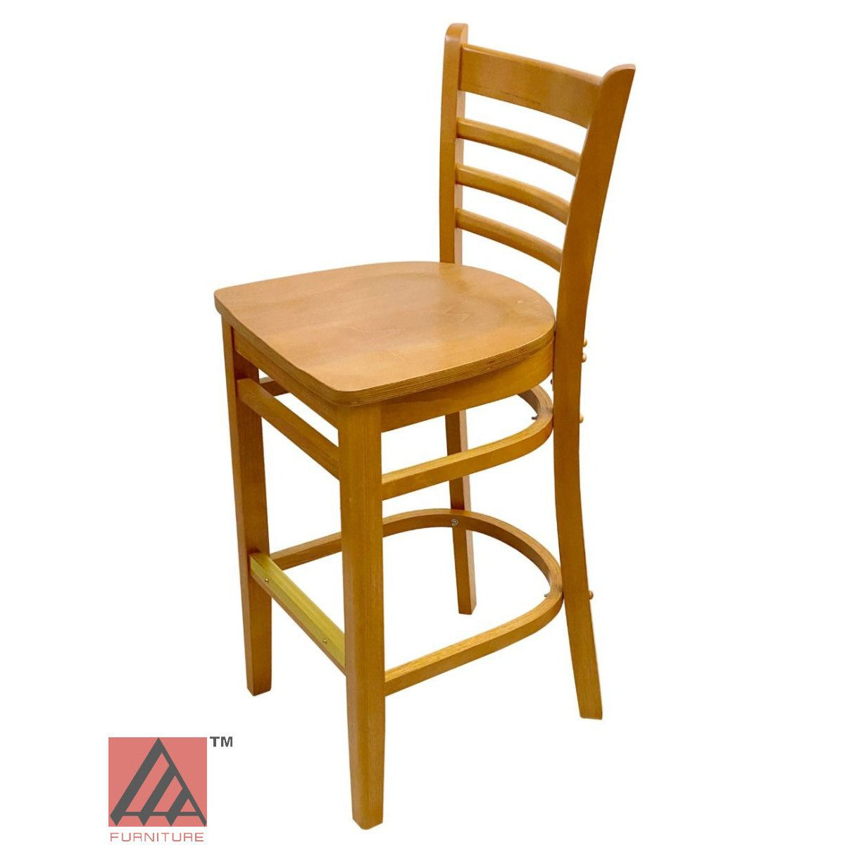 AAA Furniture Beech Ladder 43" Oak Bar Stool with Wood Seat