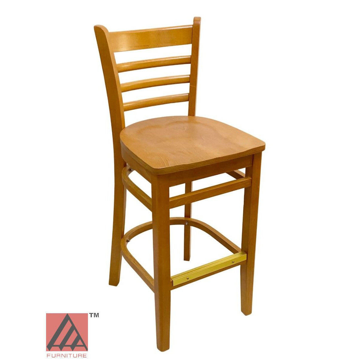 AAA Furniture Beech Ladder 43" Oak Bar Stool with Wood Seat