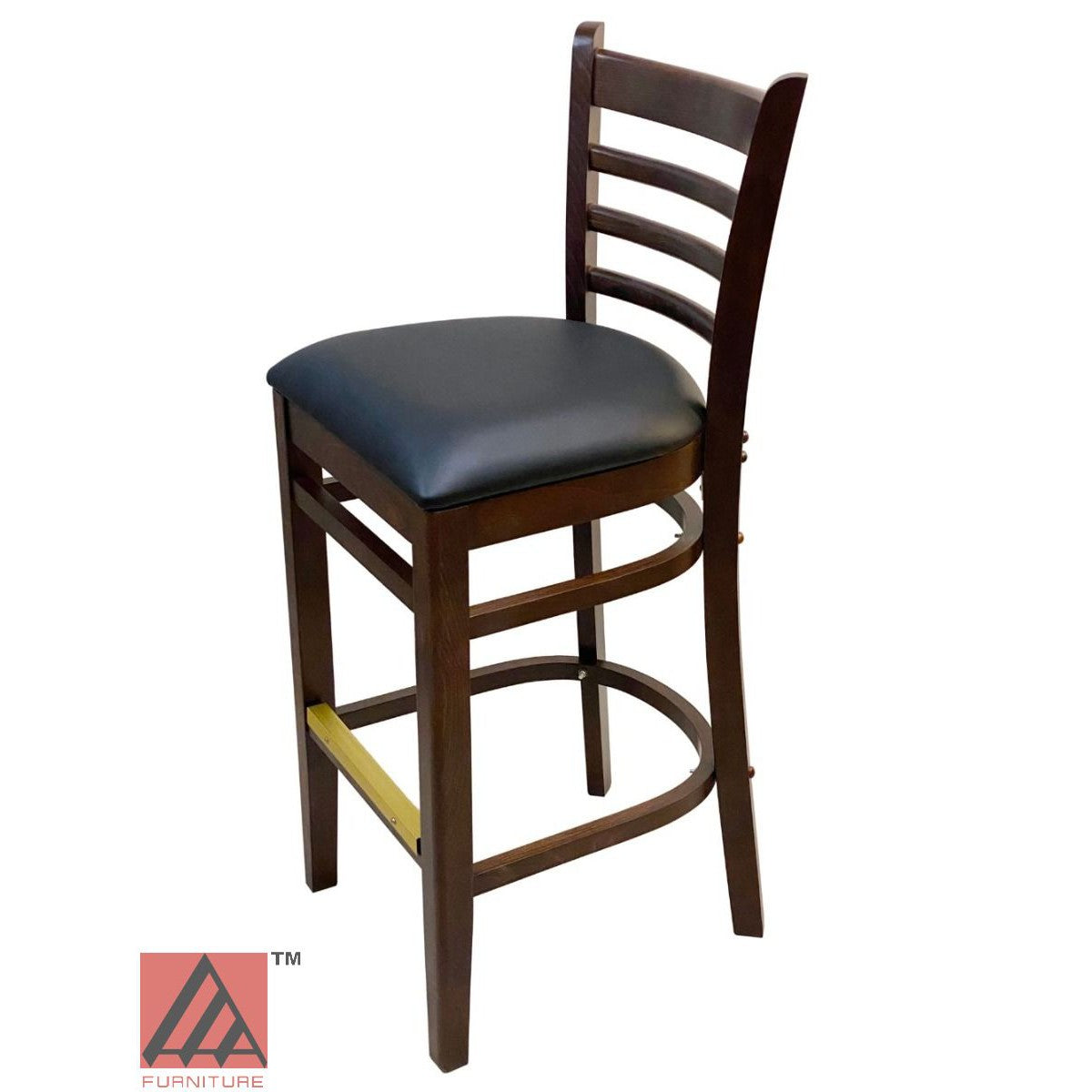 AAA Furniture Beech Ladder 43" Walnut Bar Stool with Customer Owned Material Seat