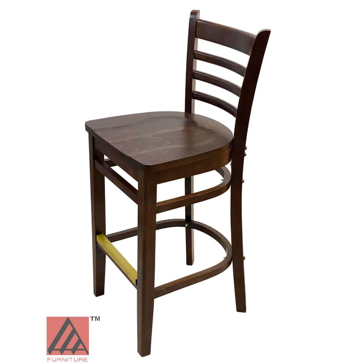 AAA Furniture Beech Ladder 43" Walnut Bar Stool with Wood Seat