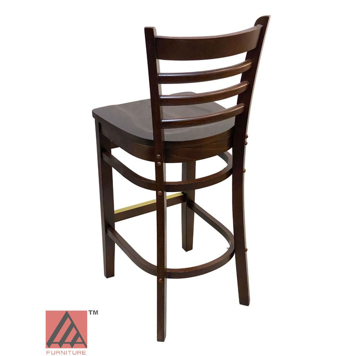 AAA Furniture Beech Ladder 43" Walnut Bar Stool with Wood Seat