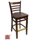 AAA Furniture Beech Ladder 43" Walnut Bar Stool with Wood Seat