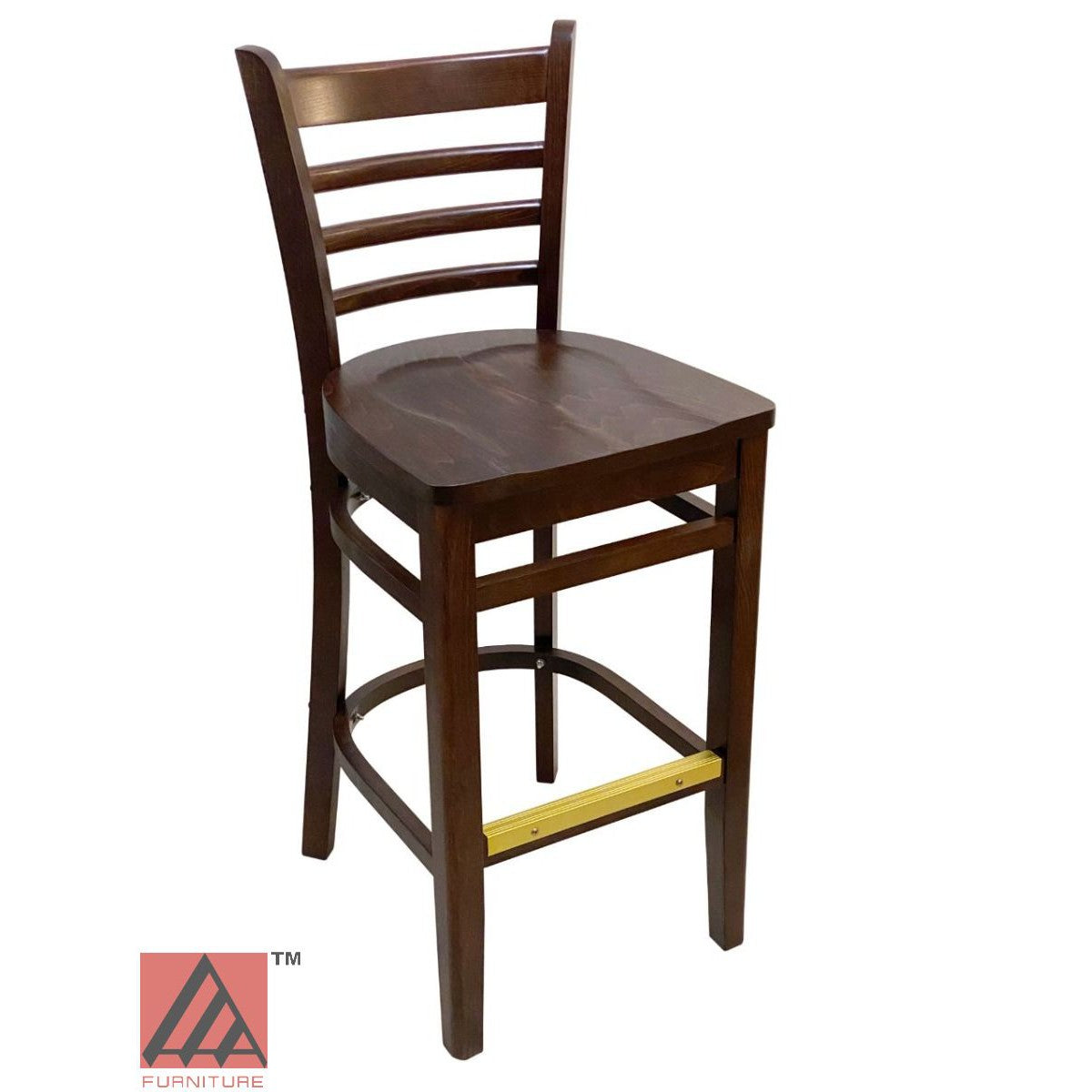 AAA Furniture Beech Ladder 43" Walnut Bar Stool with Wood Seat