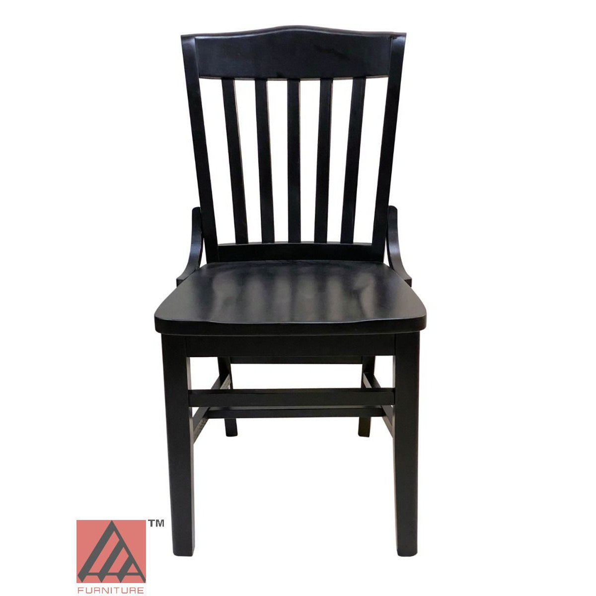 AAA Furniture Beech School House 34" Black Wood Chair with Solid Wood Seat