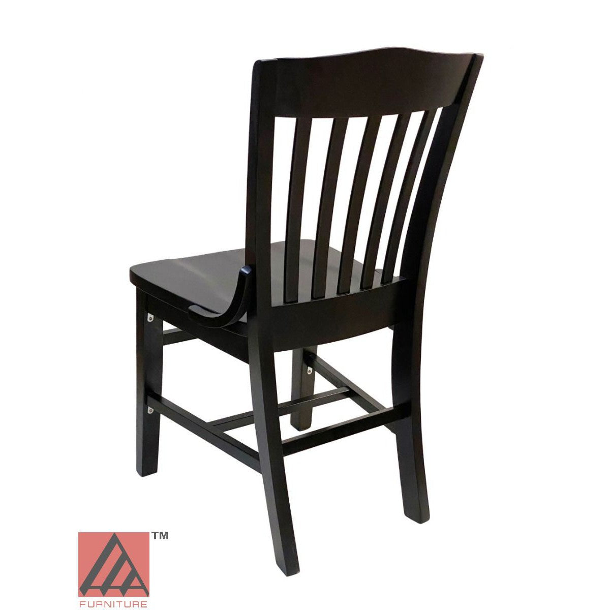 AAA Furniture Beech School House 34" Black Wood Chair with Solid Wood Seat