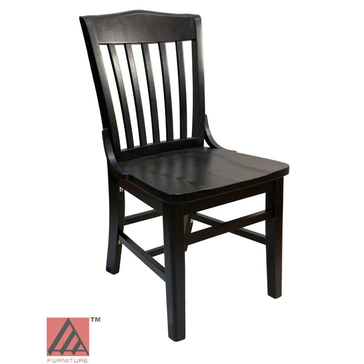 AAA Furniture Beech School House 34" Black Wood Chair with Solid Wood Seat