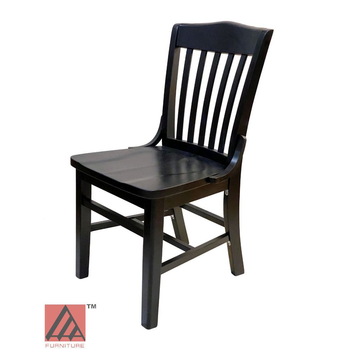 AAA Furniture Beech School House 34" Black Wood Chair with Wood Seat