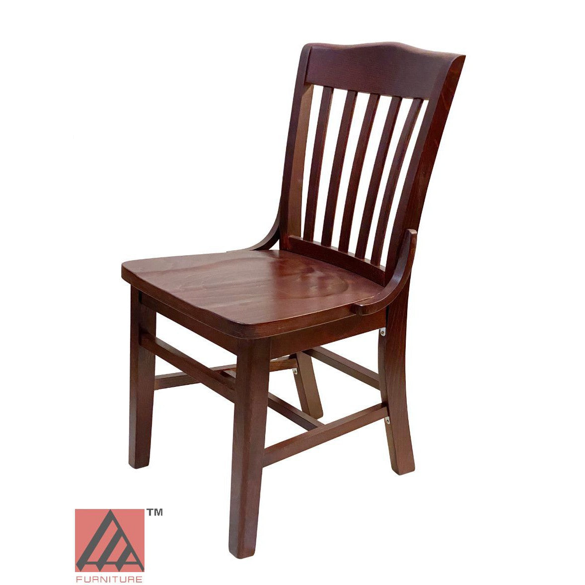 AAA Furniture Beech School House 34" Mahogany Wood Chair with Solid Wood Seat