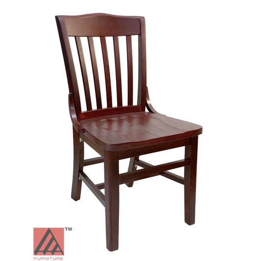 AAA Furniture Beech School House 34" Mahogany Wood Chair with Solid Wood Seat