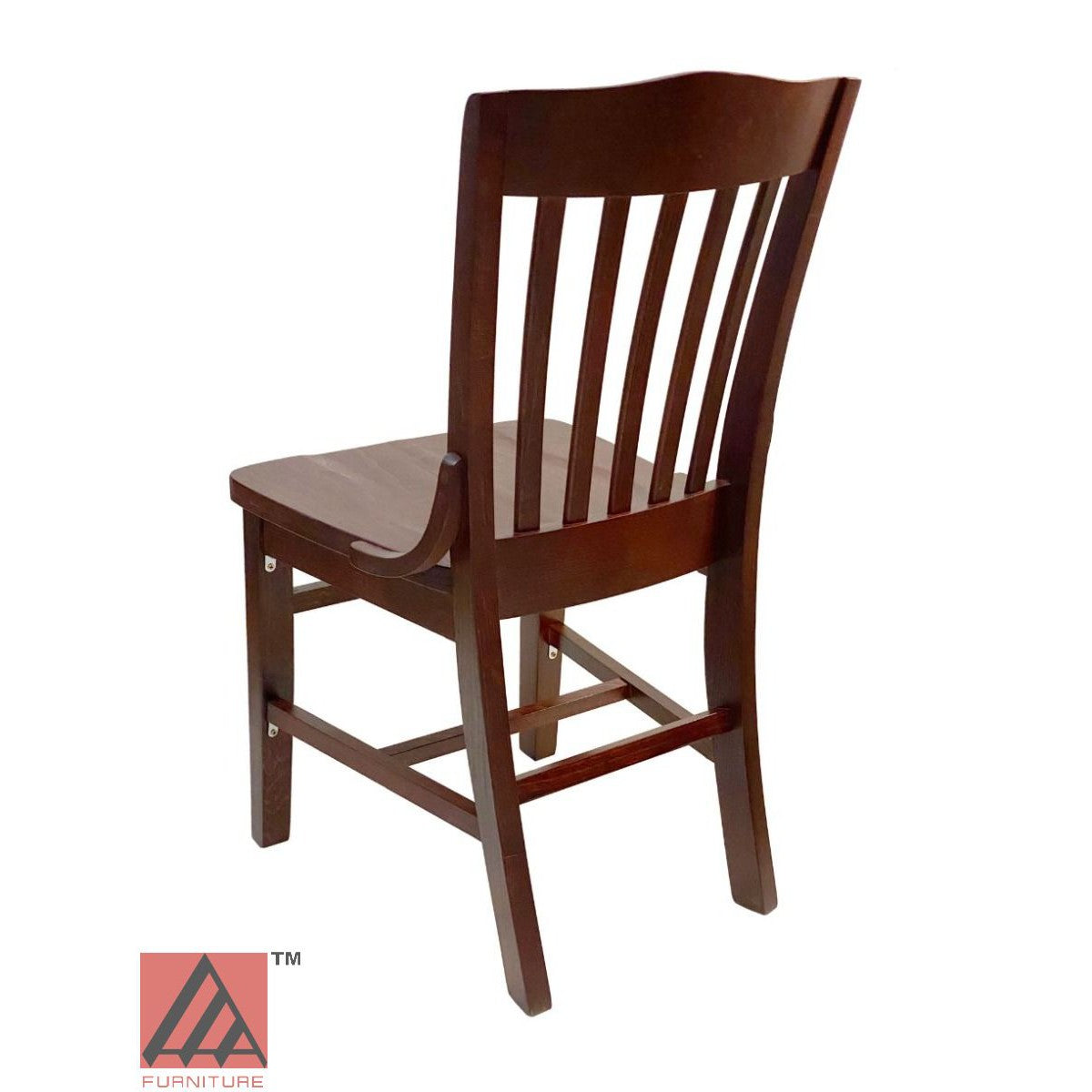 AAA Furniture Beech School House 34" Mahogany Wood Chair with Wood Seat