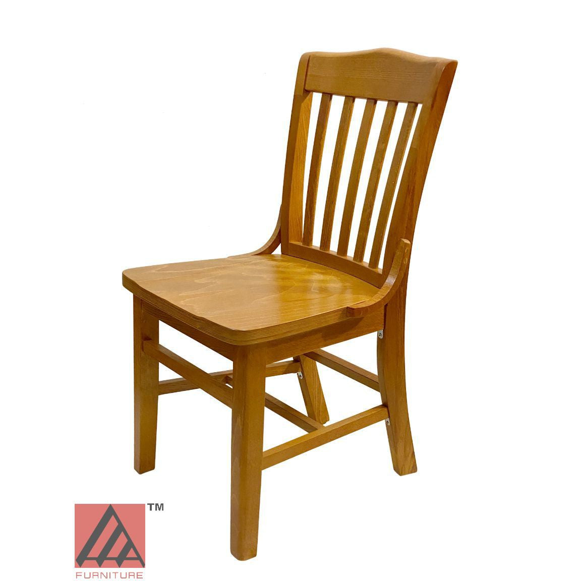 AAA Furniture Beech School House 34" Oak Wood Chair with Wood Seat