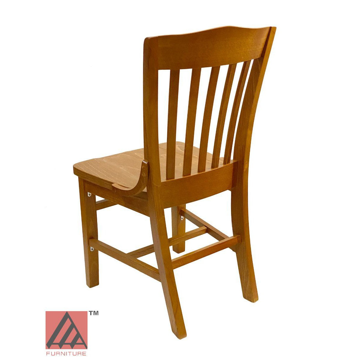 AAA Furniture Beech School House 34" Oak Wood Chair with Wood Seat