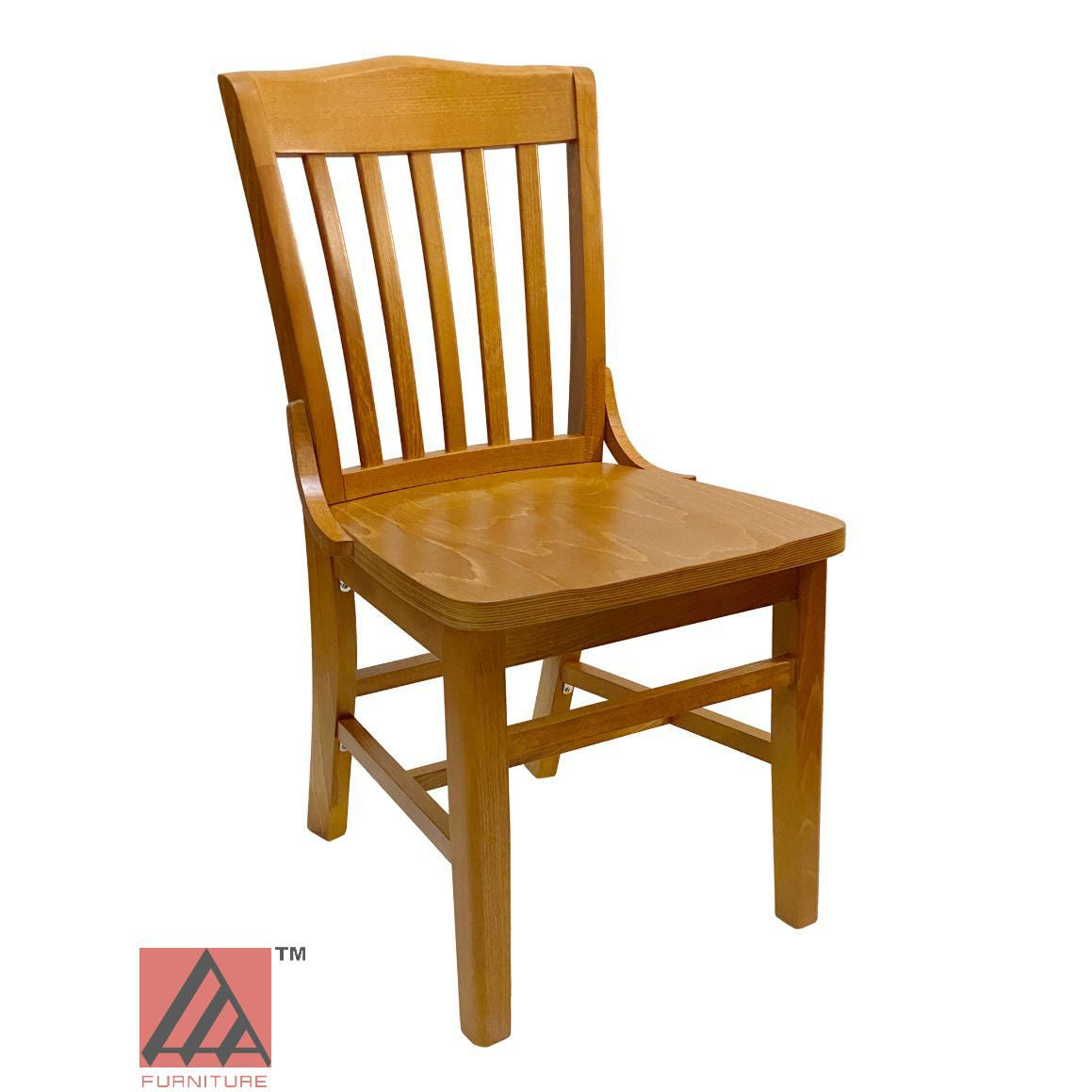 AAA Furniture Beech School House 34" Oak Wood Chair with Wood Seat